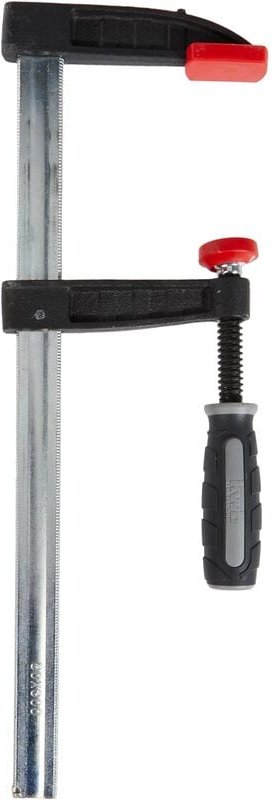 Profi Schraub-Zwinge mit 2-Komponentengriff 80x300, Spann-Weite 300 mm, Spanntiefe 80 mm, Spannbacken aus Temperguss-Sta...