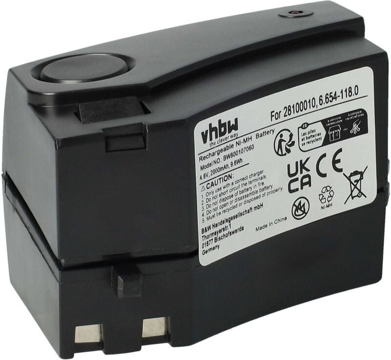 1x Akku kompatibel mit Kärcher K55 Pet, K55 Pet Plus Staubsauger Schwarz (2000 mAh, 4,8 v, NiMH) - Vhbw