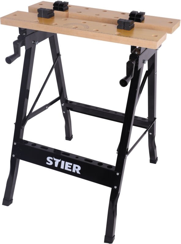 Werkbank, mit Spannbacken, mobiler Arbeitstisch, klappbar, Spanntisch, platzsparend, aufgedruckte Mess- und Winkelskala ...