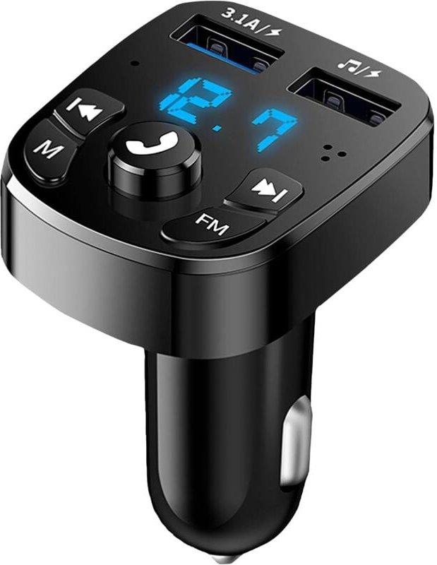 Bluetooth 5.0 FM-Transmitter – Bluetooth-Kfz-Ladeadapter – Schnellladegerät mit 2 USB-Anschlüssen (5 V/3,1 A), MP3-Playe...