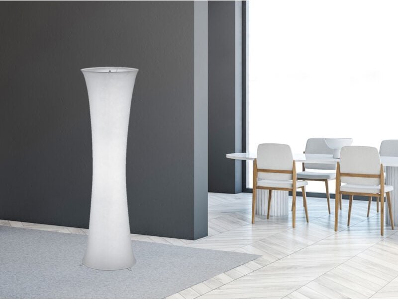 Reality Leuchten - Kleine Stehlampe gravis Lichtsäule rund aus Stoff in Weiß, Höhe 123cm