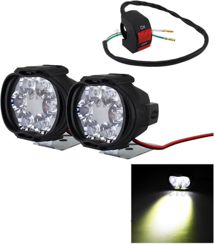 BEBUSINGOTO Stück Motorrad Zusatzscheinwerfer Wasserdicht Led Universal 6 LED Motorrad Scheinwerfer Fahren Nebelscheinwe...
