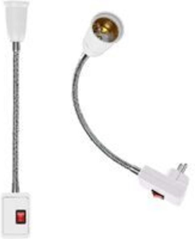 Ersandy - 2 Stück E27-LED-Lampenfassung mit Schalter, Lampenfassungs-Adapter-Konverter mit flexiblem 5,9-Zoll-Schwanenha...