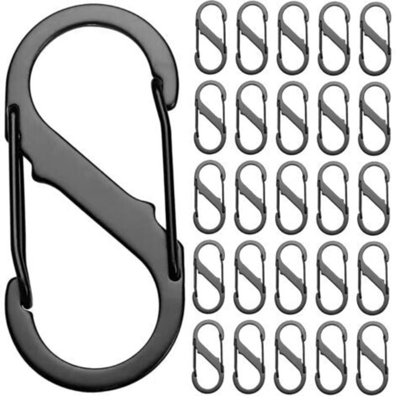 25er-Pack Karabiner-Schlüsselanhänger, kleine Schlüsselringe mit doppelter Federöffnung, verriegelbarer S-Ring-Doppelhak...