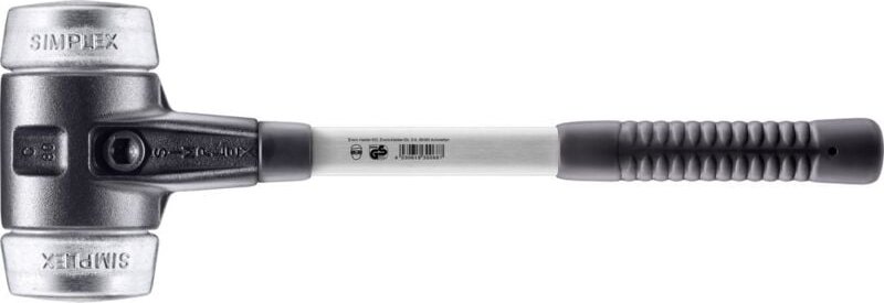 SIMPLEX-Schonhammer, Weichmetall mit verstärktem Tempergussgehäuse und Fiberglasstiel D=80 mm 3709.080