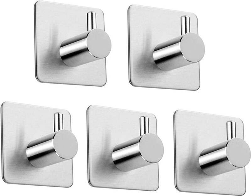 Lntyq - 5 Stück Klebehaken Wandhaken Badezimmer Edelstahl Handtuchhaken Edelstahl Klebehandtuchhalter Wasserdicht und öl...