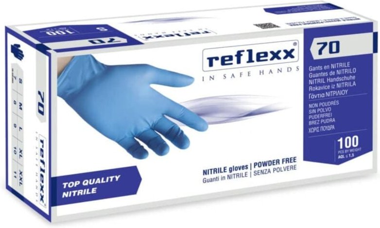 Reflexx R70 Nitrilhandschuhe ohne Puder, 100 % latexfrei, 4,9 gr, Kat.3, 100 Stück, xl