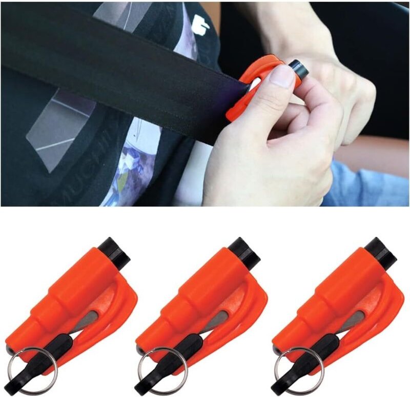 2-in-1-Sicherheitsgurtschneider, tragbarer Sicherheitshammer, Auto-Sicherheitsschlüsselanhänger, Notfall-Fensterbrecherh...