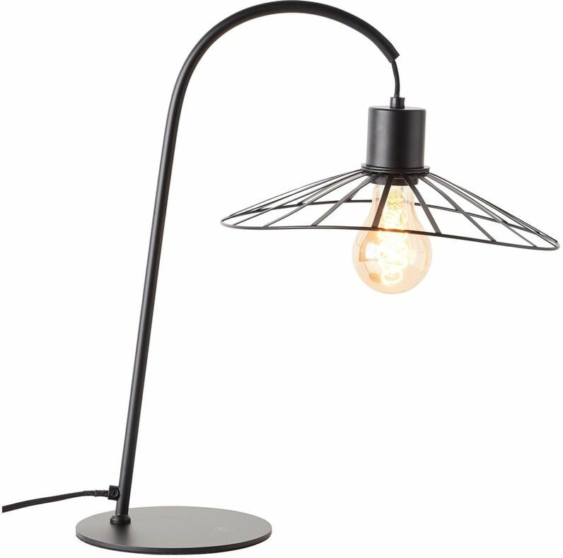 Brilliant - Lampe, Leika Tischleuchte schwarz matt, 1x A60, E27, 52W, Mit Schnurzwischenschalter