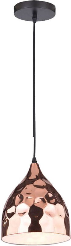 Vintage Pendel Lampe Hänge Flur Decken Fluter Hammerschlag Optik Leuchte rose-gold V-tac 3714