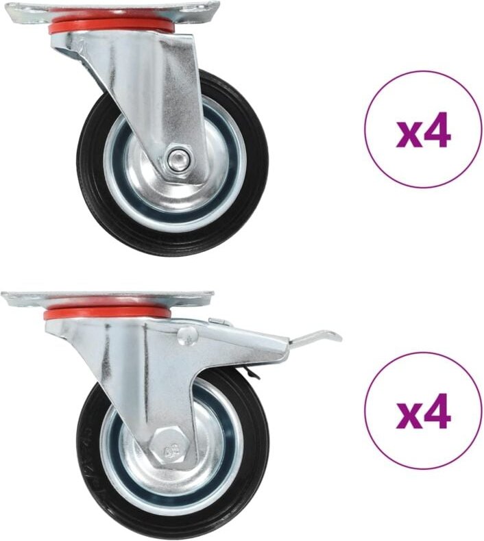8 Stk. Lenkrollen 75 mm Vidaxl