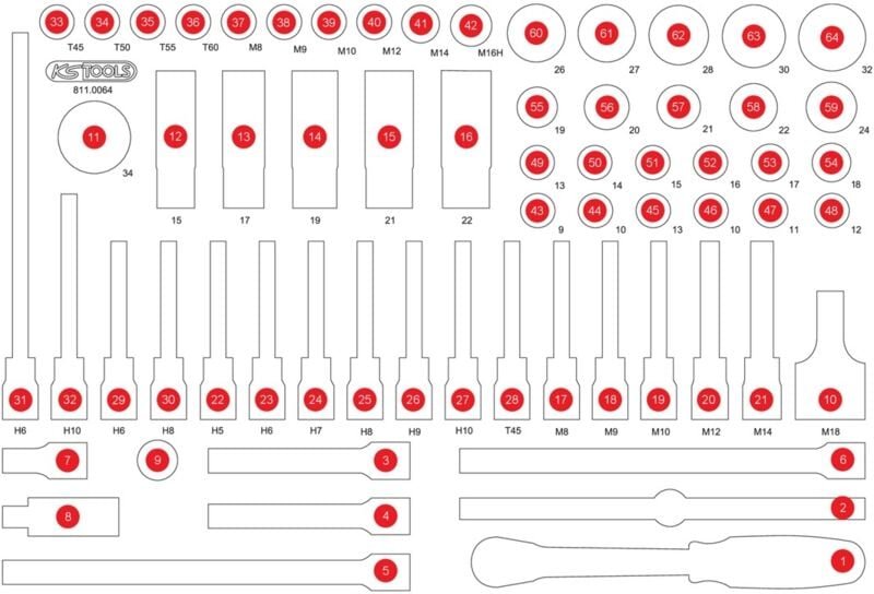 KS TOOLS Leere Schaumstoffeinlage zu 811.0064 ( 811.0064-97 )