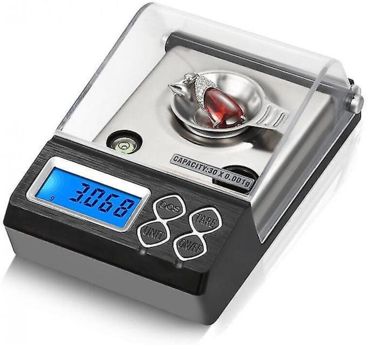 BEBUSINGOTO Präzisionswaage 20 g/0,001 g, Milligramm-Taschenwaage für Schmuck mit Kalibrierclips und Wiegeplattform