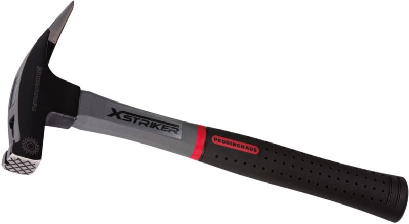 FP - peddinghaus Sicherheits-Lattenhammer schwarz 600g Glasfaserstiel, Zimmermannshammer inkl. Nagelhalter