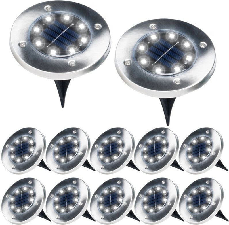 12x Solar Gartenlampe Bodenlampe LED Scheibe mit Sensor