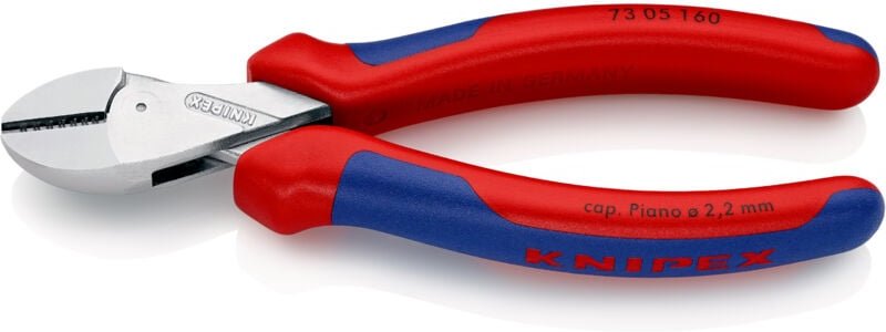 KNIPEX 73 05 160 X-Cut® Kompakt-Seitenschneider hochübersetzt mit Mehrkomponenten-Hüllen verchromt 160 mm
