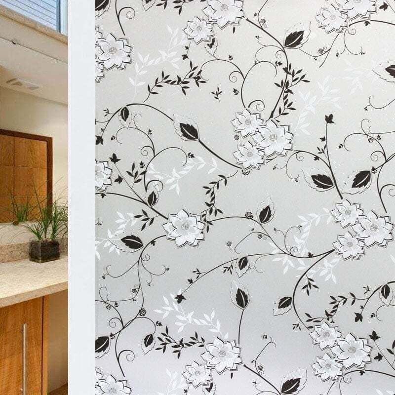 Pellicola per vetri per la privacy, pellicola elettrostatica per vetri a forma di fiore, 45 cm x 200 cm