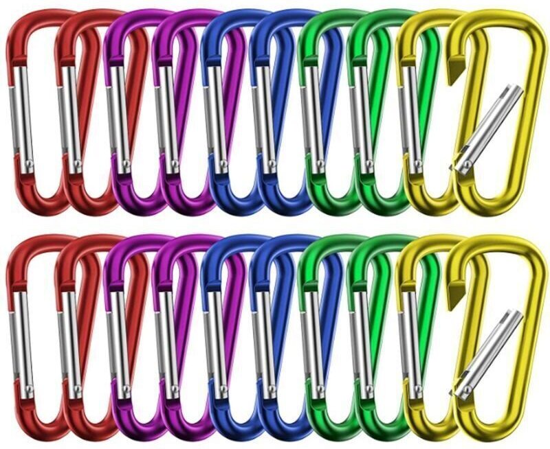 30 llaveros pequeños con cerradura, hebillas de anilla en D, llaveros multifuncionales, hebillas de seguridad para escal...