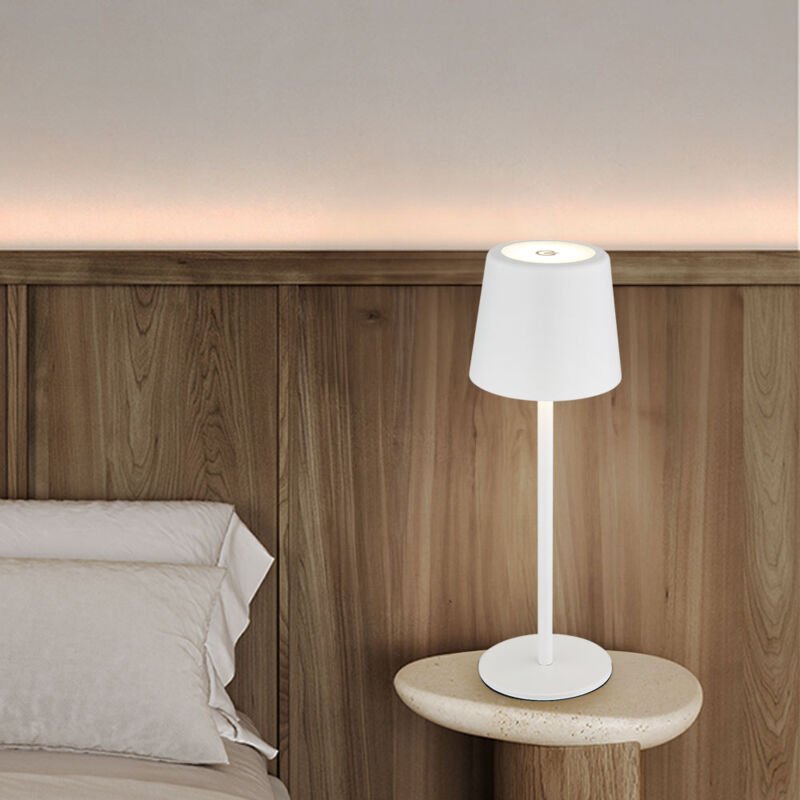 Tischleuchte Tischlampe Wohnzimmerlampe Touchdimmer Akku USB weiß LED H 28 cm