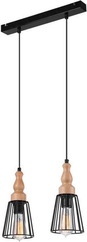 Lamkur Ingrid Stab-Pendel-Deckenleuchte Schwarz, 2x E27