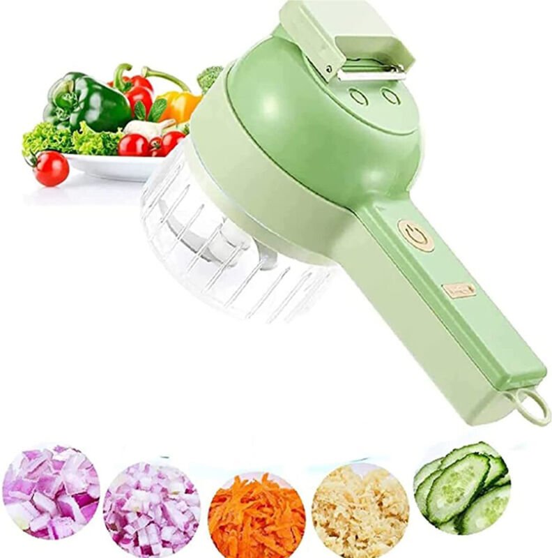 Trade Shop - TRAGBARER MULTIFUNKTIONALER GEMÜSESCHNEIDER MIT USB-AUFLADBAREM, AKKU -