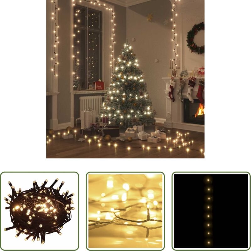vidaXL Festbeleuchtung - LED-Lichterkette mit 300 LEDs Warmweiß 30 m PVC