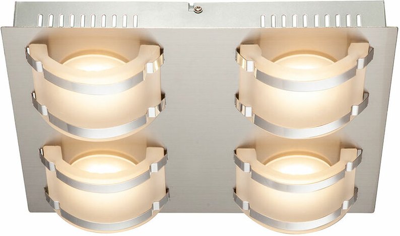 Deckenlampe Deckenleuchte Wohnzimmerlampe Esszimmerleuchte Flurlampe, 4 Flammig, Glas satiniert Chrom, LED 5W 1920Lm war...