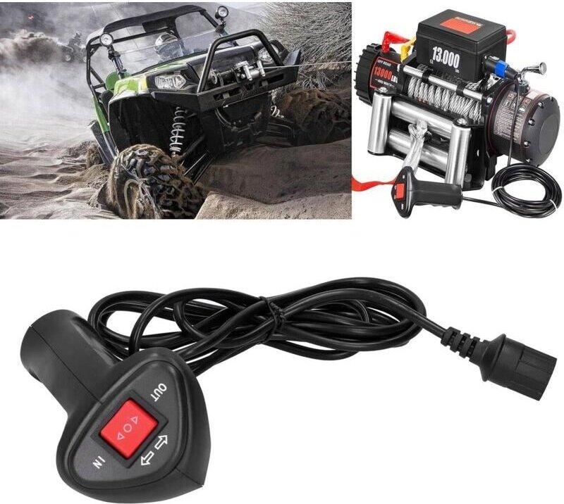 Elektrische Seilwinden-Fernbedienung für ATVs – 2,8 m Kabel – Handbedienung für Original-Seilwinden – Robustes Kunststof...