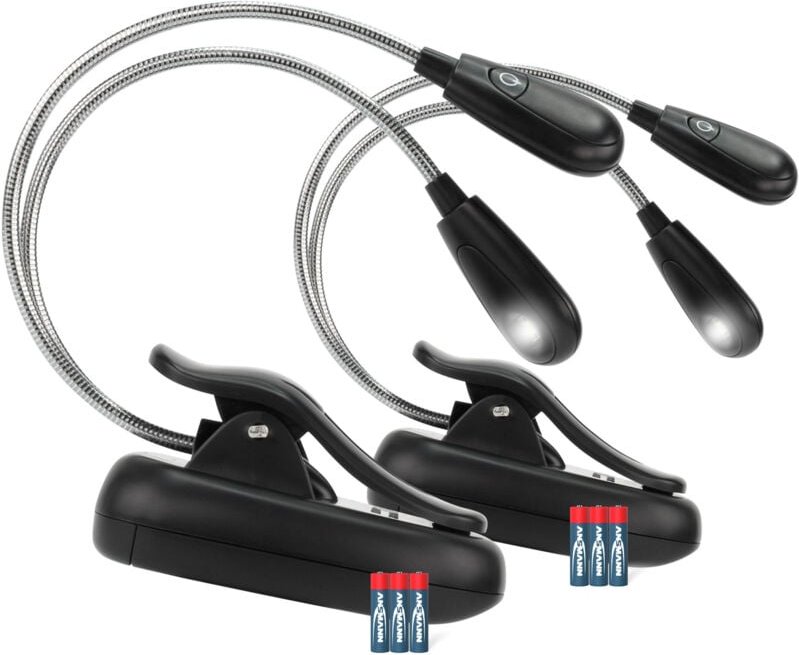 Flexible led Leselampe batteriebetrieben, dimmbar, für Buch uvm. 2 Stk - Ansmann