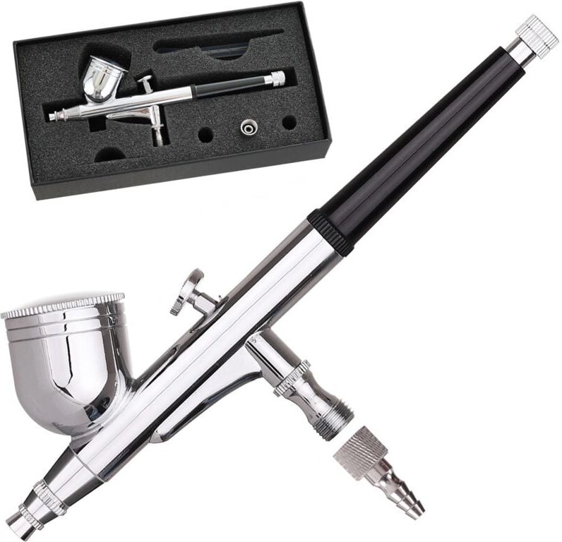 Airbrush Mit 0,3 Mm Doppelwirkungsdüse Zum Bemalen Von Figurmodellen 1/8" Gewinde