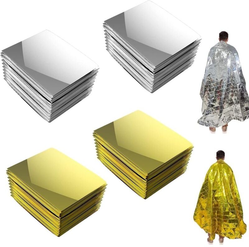 Überlebensdecke, 4er-Pack, Notfalldecke, 210 x 160 cm, wiederverwendbare Thermodecke gegen Kälte und Hitze für Outdoor-Ü...