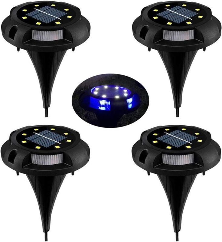 LED-Solar-Rasenleuchte, 8 LED-Solar-Gartenstrahler, 4er-Pack, wasserdicht, IP65, dekorative Rasenlampe für Gehwege, Gart...