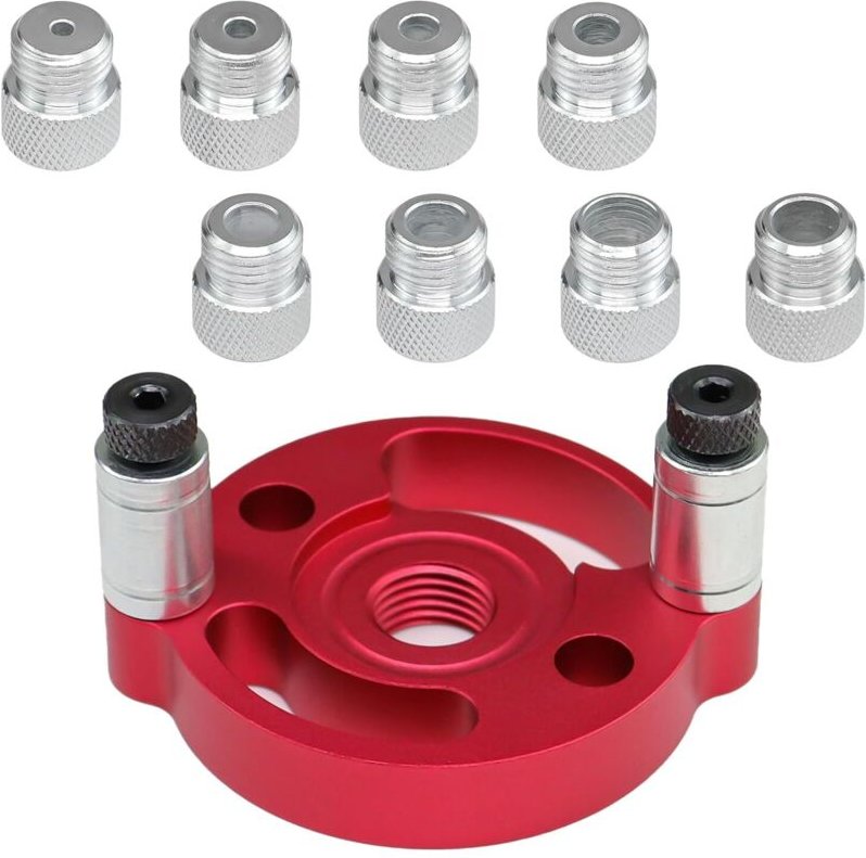 Bohrführungs-Locator, rote Bohrschablone mit 3/4/5/6/7/8/9/10 mm Bohrbuchsen, Holzbohrführung zum Bohren und Mittelmarki...