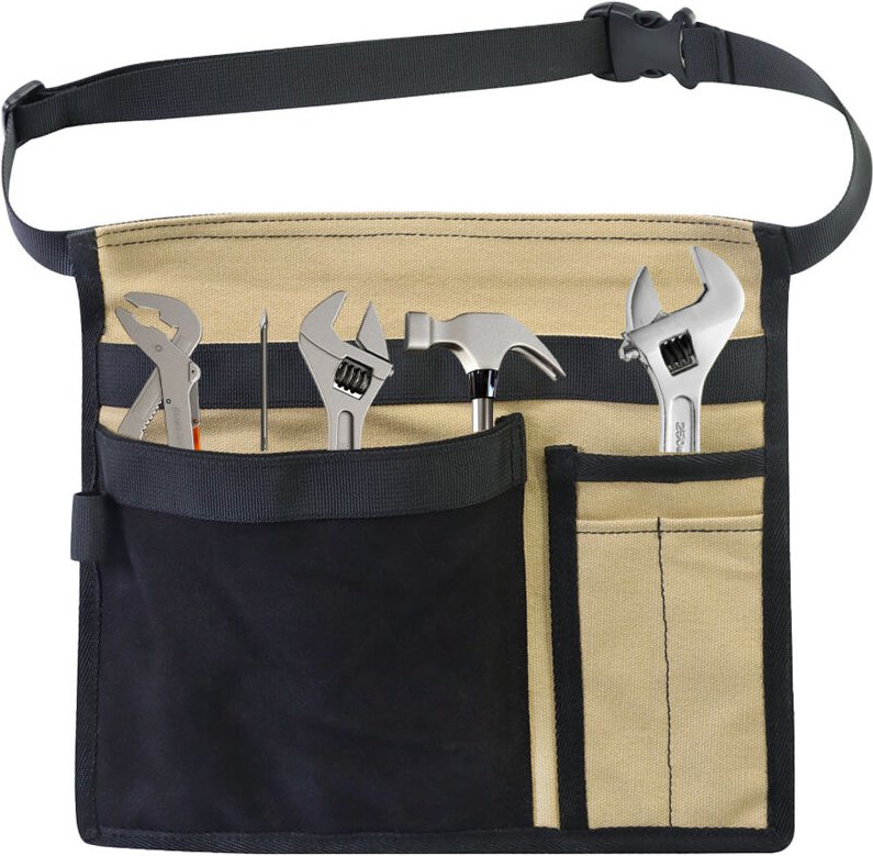 Einseitige Werkzeuggürteltasche/Arbeitsschürze mit 5 Fächern für Zimmerleute, Gärtner und Bauarbeiter robustes Canvas-Ma...