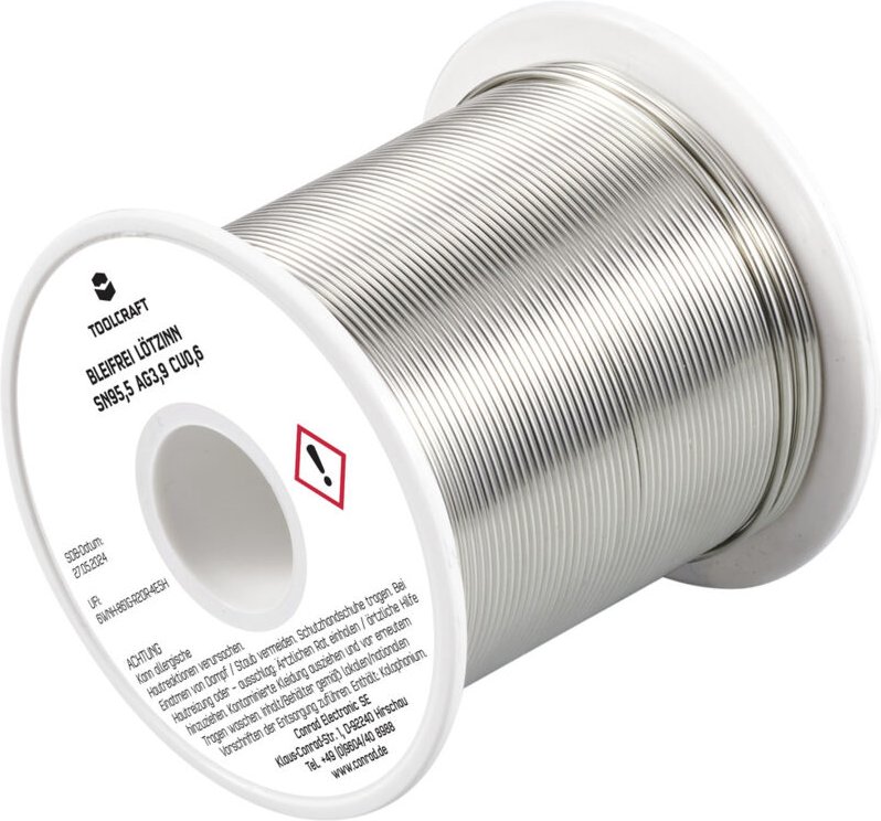 Toolcraft - TO-9503316 Lötzinn, bleifrei Spule Sn95,5Ag3,9Cu0,6 ROL1 250 g 1 mm