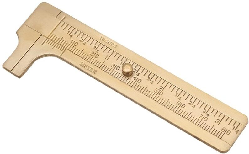 4-teiliges Messschieber-Lineal – praktisches Messschieber-Lineal mit Doppelskala, Mini-Messing-Messschieber-Lineal, Mess...