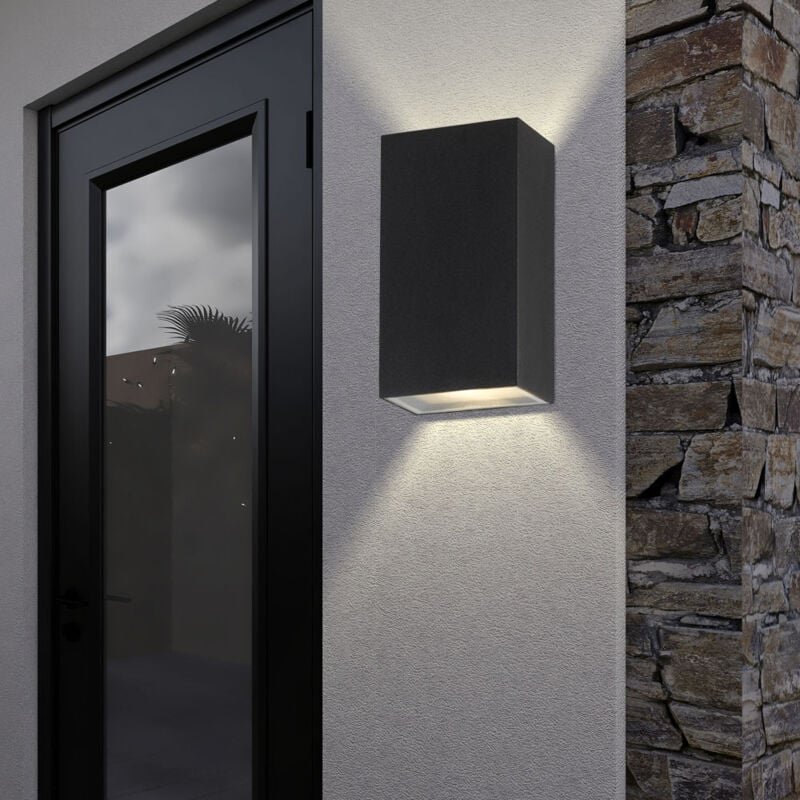 Außenwandleuchte led Fassadenlampe Wandlampe 2 flammig Haustürlampe schwarz Aluminium, Up Down Strahler, 2x 6W 2x 420lm ...