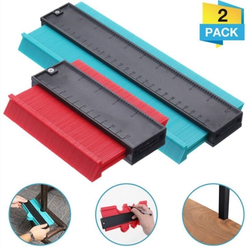 Thumbnail - Set mit 2 Konturlehren-Formschablonen, l. 25 cm + l. 12 cm, Geschenk für Heimwerker, Schreinerei, Verlegung von Parkett/...