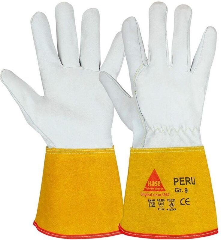 Hase Safety Gloves - Hase Schweißerhandschuh Nappaleder peru, Gr. 10 natur-braun
