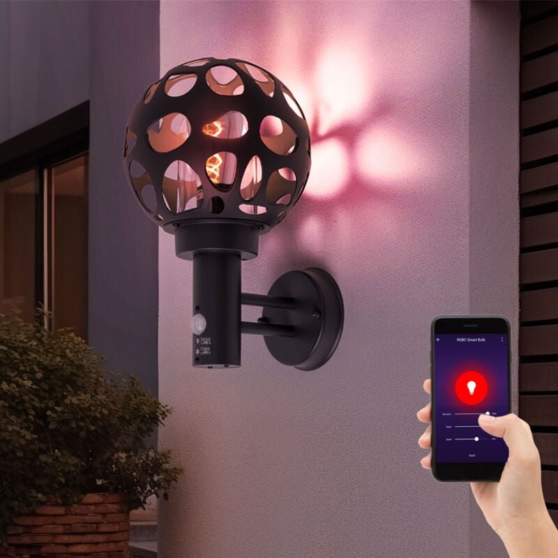 Außenlampe mit Bewegungsmelder anthrazit Wandlampe dimmbar Smart led Außenwandlampe, rgb Farbwechsel, 8,5W 806lm warmwei...