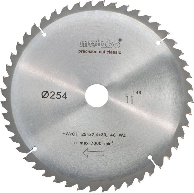 Kreissägeblatt Sägeblatt 254X30 Z48 wz 5°Neg. für Bosch gcm gts - Metabo