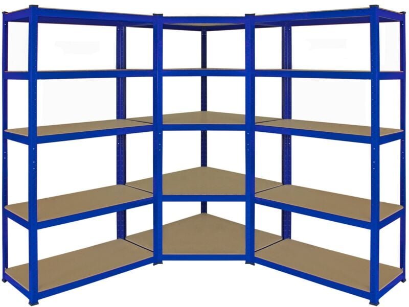 Sparangebot 1 x blaues T-Rax 90cm Eckregaleinheit Eckregal + 2 x blaue T-Rax 90cm Hochleistungsregale Schwerlastregal La...