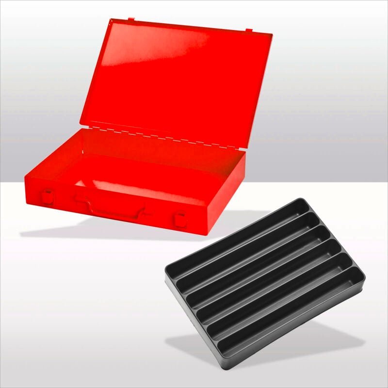 ADB Stahlblechkästen mit Spannverschluss - 6 gleichlange Fächer - RAL 3020