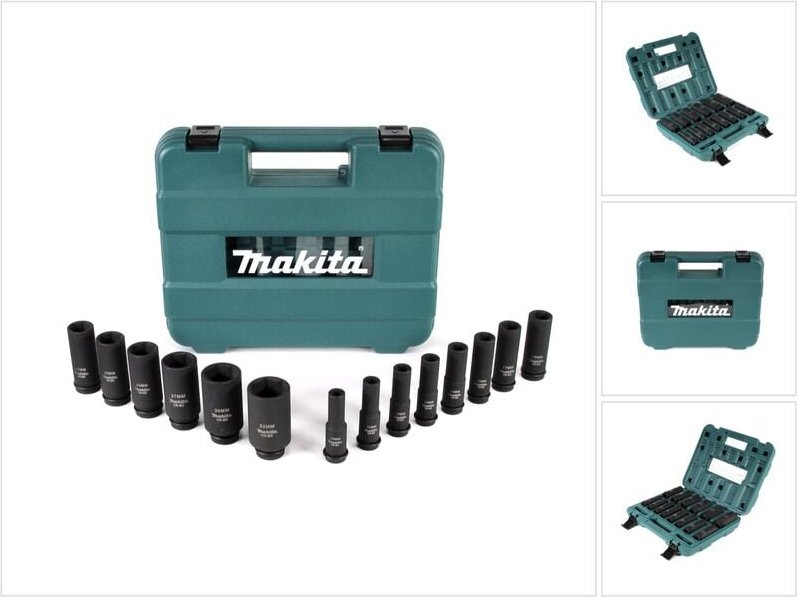 Steckschlüssel Satz 10 - 32 mm 1/2' 14 tlg. + Koffer ( B-52308 ) für Schlagschrauber - Makita