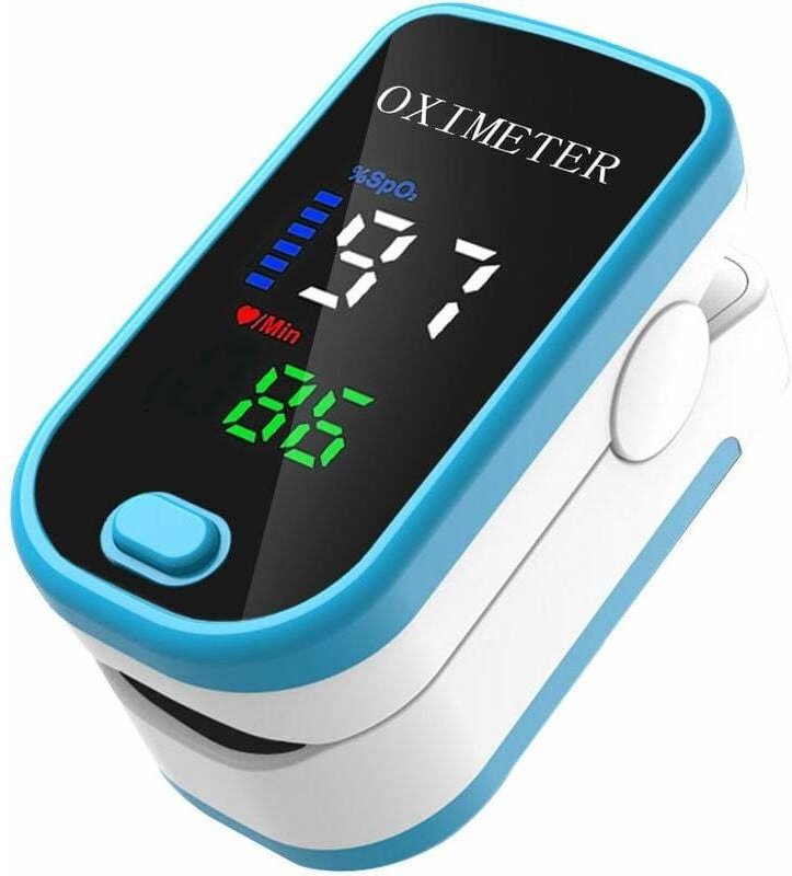 Fingerclip-Oximeter, Blutsauerstoffsättigung und Pulsmessung, automatische Abschaltung in 5 Sekunden, blau und weiß (Lie...