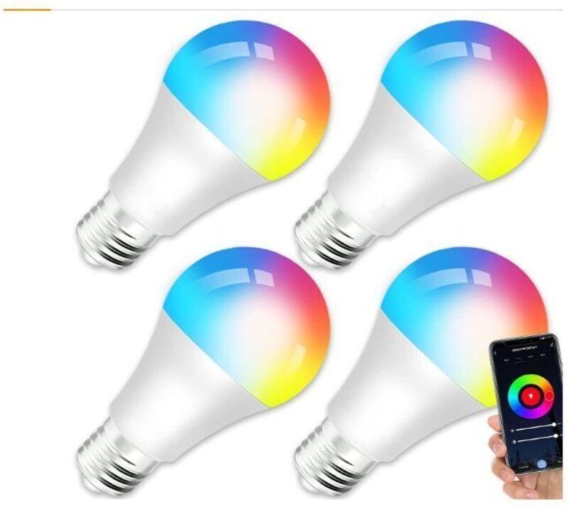 E27 LED-Lampe – E27 10W WLAN-Smart-Lampe, RGB + CCT Mehrfarben-LED 2000K–4000K, kompatibel mit Alexa/Google Home, Smart-...