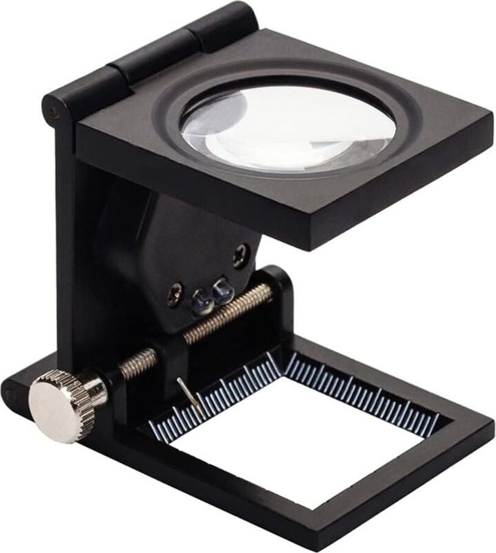 Csparkv - 10-fache LED-Fadenzähler-Tischlupe aus Zinklegierung und Glas, faltbar mit 2 LED-Lichtskalen-Leselupe, große L...