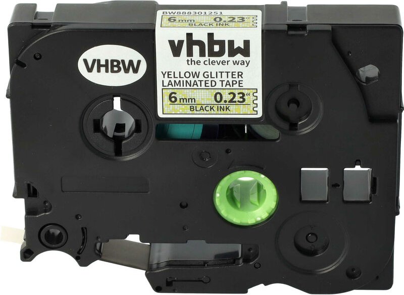 Schriftband-Kassette kompatibel mit Brother pt 1280, 1250, 1230PC, 1200P, 1290 Etiketten-Drucker 8m x 6mm Schwarz auf Ge...