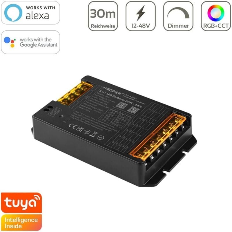 MiBoxer WIFI LED Controller 5in1 Einfarbig/CCT/RGB/RGBW/RGB+CCT 12/24V max.30A HW5