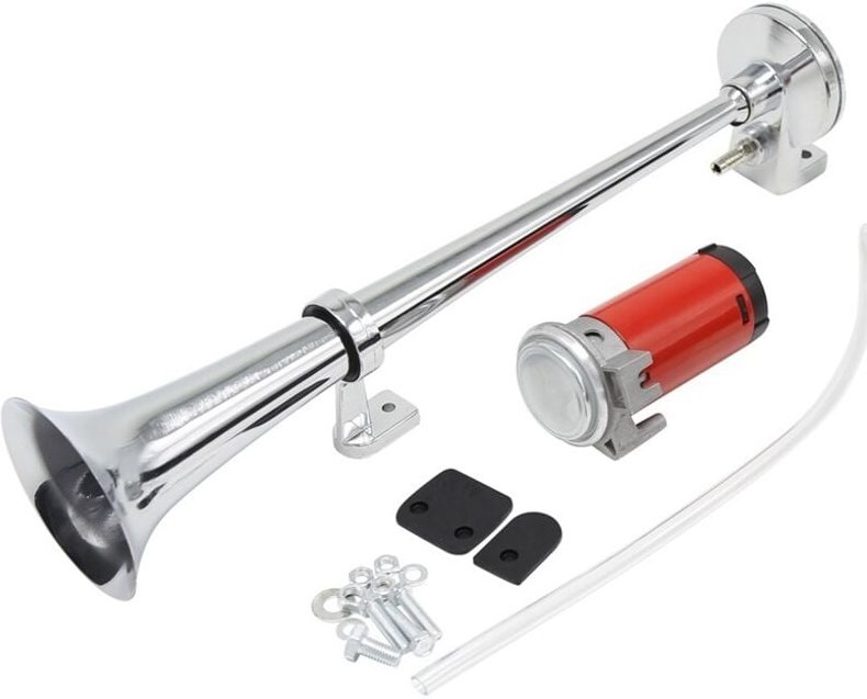 LKW-Hupe, 12 V, weißes Zinkrohr, 450 mm Länge, Trompeten-Traktorhupe, 150 dB, 12-V-Lautsprecher für Autos, LKWs, Motorrä...
